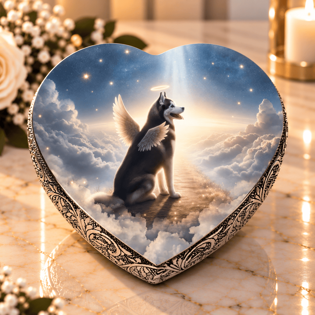 Eternal Elegance Dog Urns Husky Urn - Dog Urn - Seraphic Swirl Urn for Dog Ashes