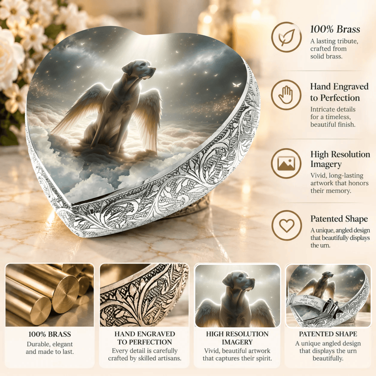 Eternal Elegance Dog Urns Labrador Retriever Dog Urn - Angelic Light Urn for Dog Ashes