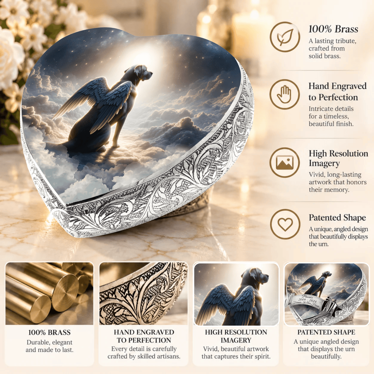 Eternal Elegance Dog Urns Labrador Retriever Urn - Dog Urn- Divine Aura Urn for Dog Ashes