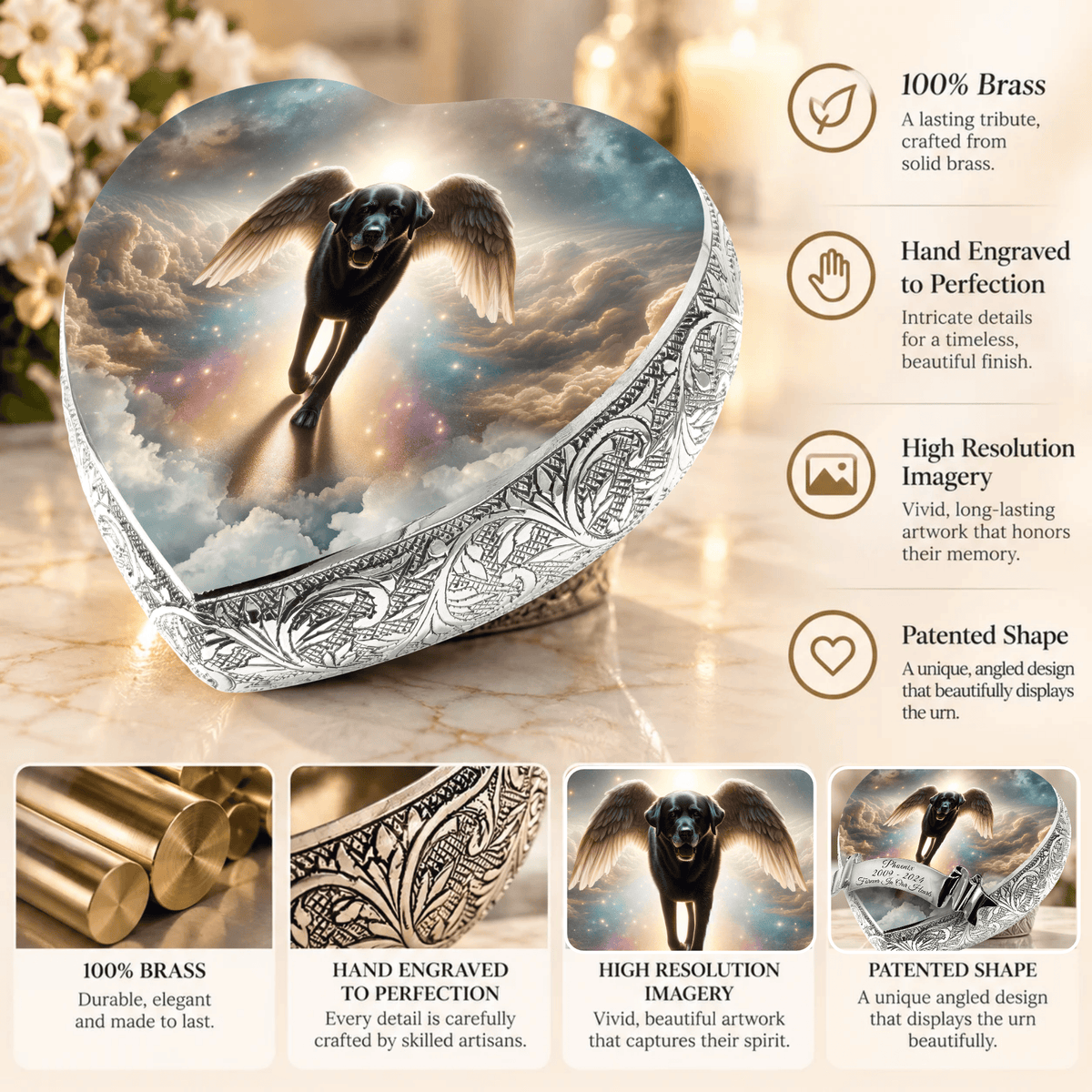 Eternal Elegance Dog Urns Labrador Retriever Urn - Dog Urn - Heavenly Bridge Urn for Dog Ashes
