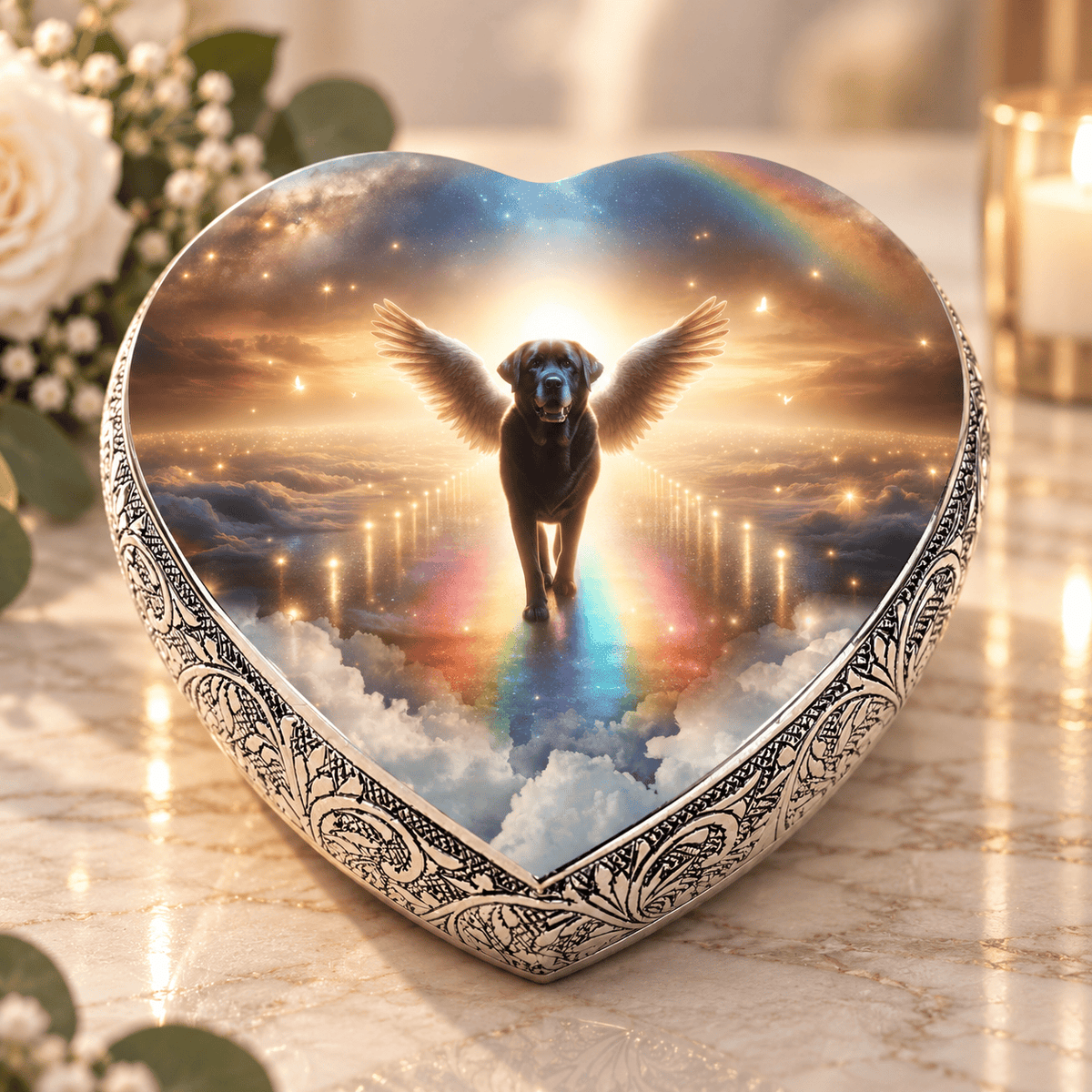 Eternal Elegance Dog Urns Labrador Retriever Urn - Dog Urn - Rainbow Crossing Urn for Dog Ashes