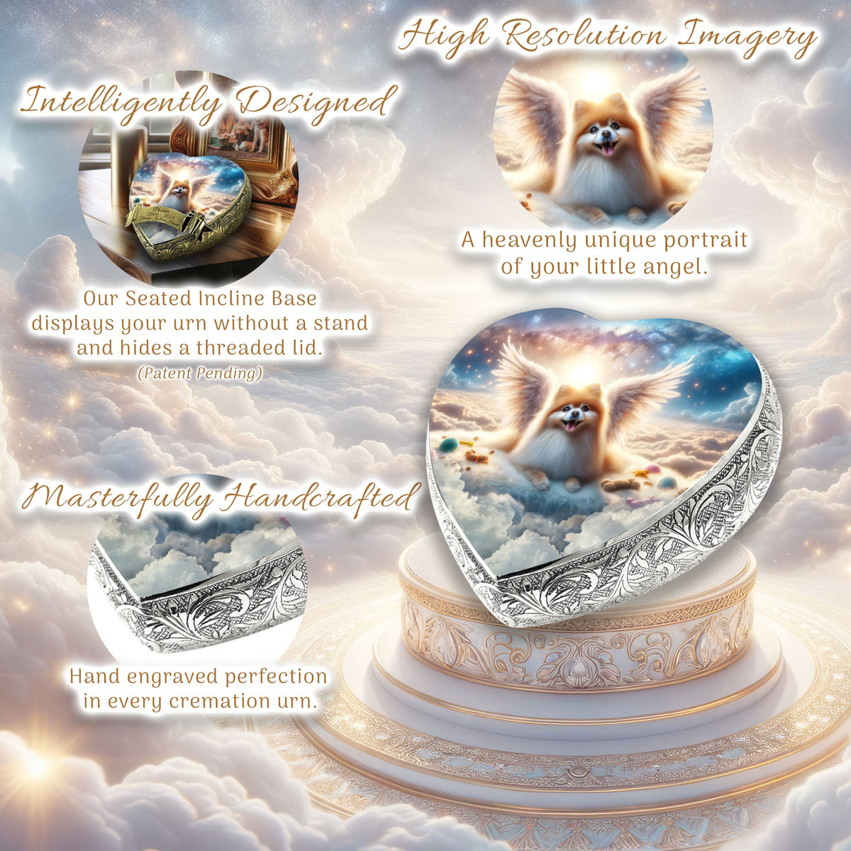 Eternal Elegance Dog Urns Pomeranian - Angelic Light Dog Urn