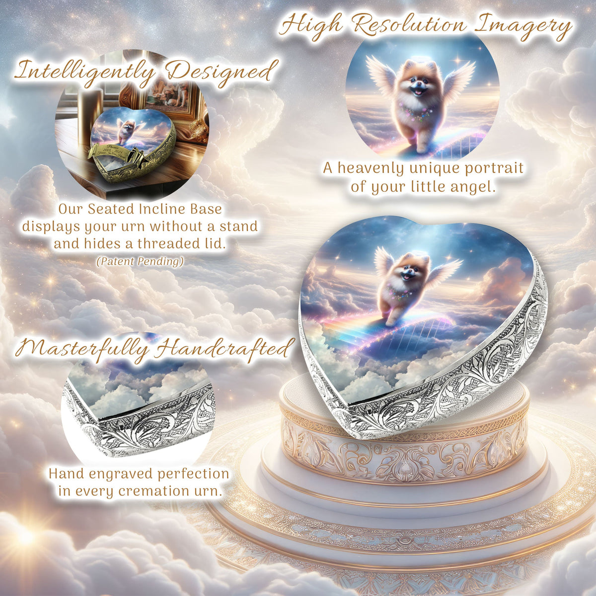 Eternal Elegance Dog Urns Pomeranian - Rainbow Bridge Dog Urn