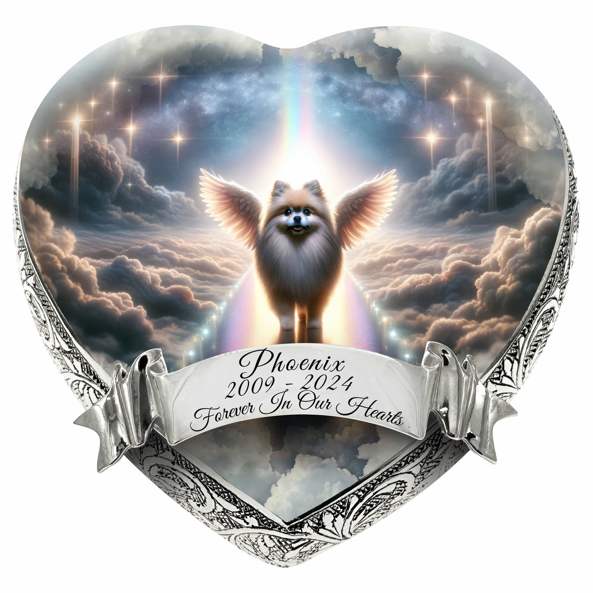Eternal Elegance Dog Urns Pomeranian - Rainbow Crossing Dog Urn