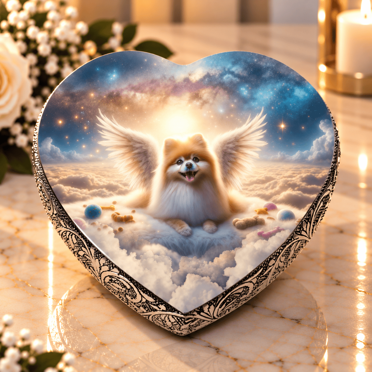 Eternal Elegance Dog Urns Pomeranian Urn - Dog Urn - Angelic Light Urn for Dog Ashes