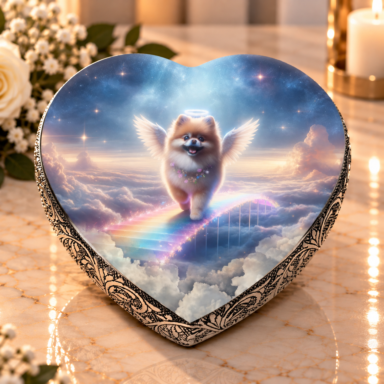 Eternal Elegance Dog Urns Pomeranian Urn - Dog Urn - Rainbow Bridge Urn for Dog Ashes