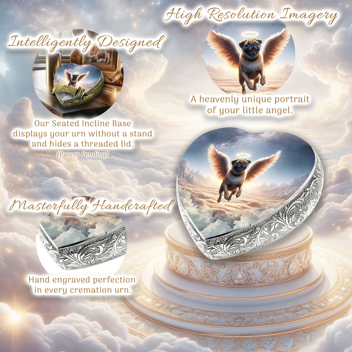 Eternal Elegance Dog Urns Pug - Celestial Cloud Dog Urn