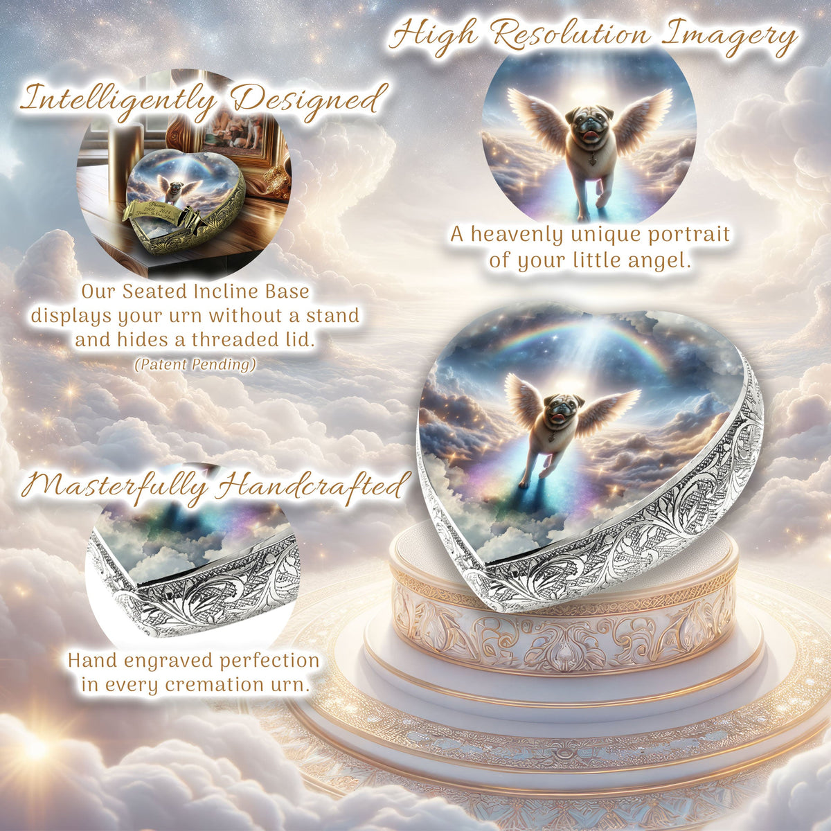 Eternal Elegance Dog Urns Pug - Rainbow Bridge Dog Urn