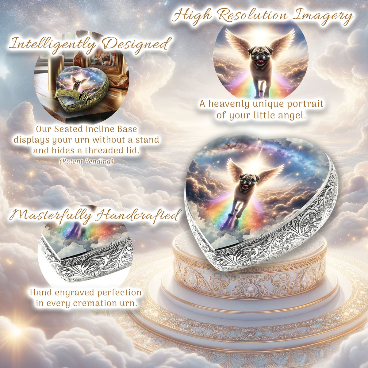 Eternal Elegance Dog Urns Pug - Rainbow Crossing Dog Urn