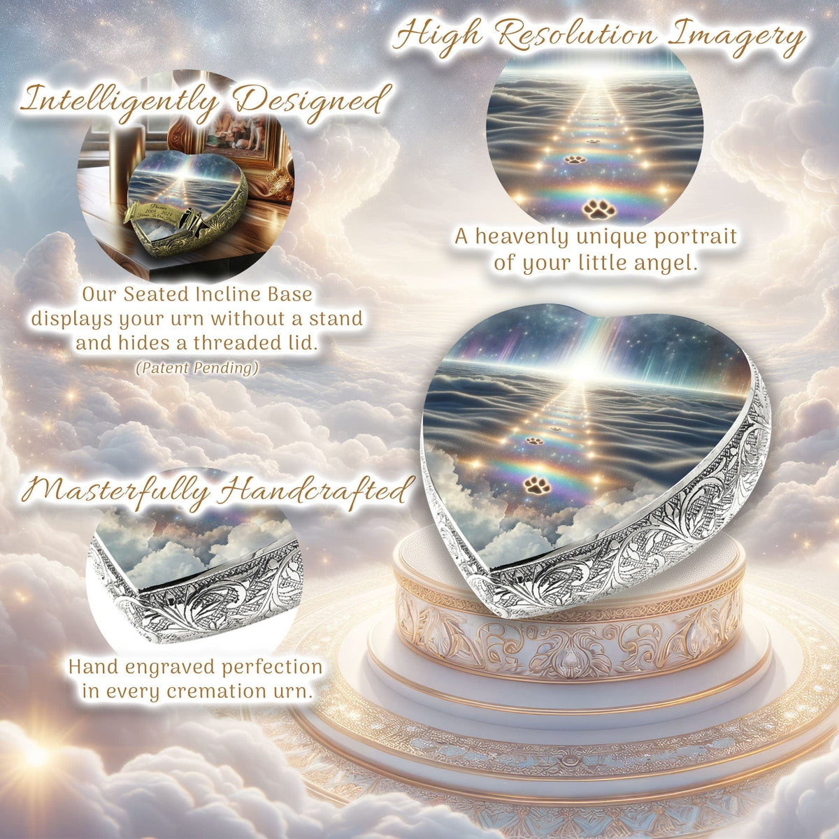 Eternal Elegance Dog Urns Rainbow Bridge Paw Prints Dog Urn