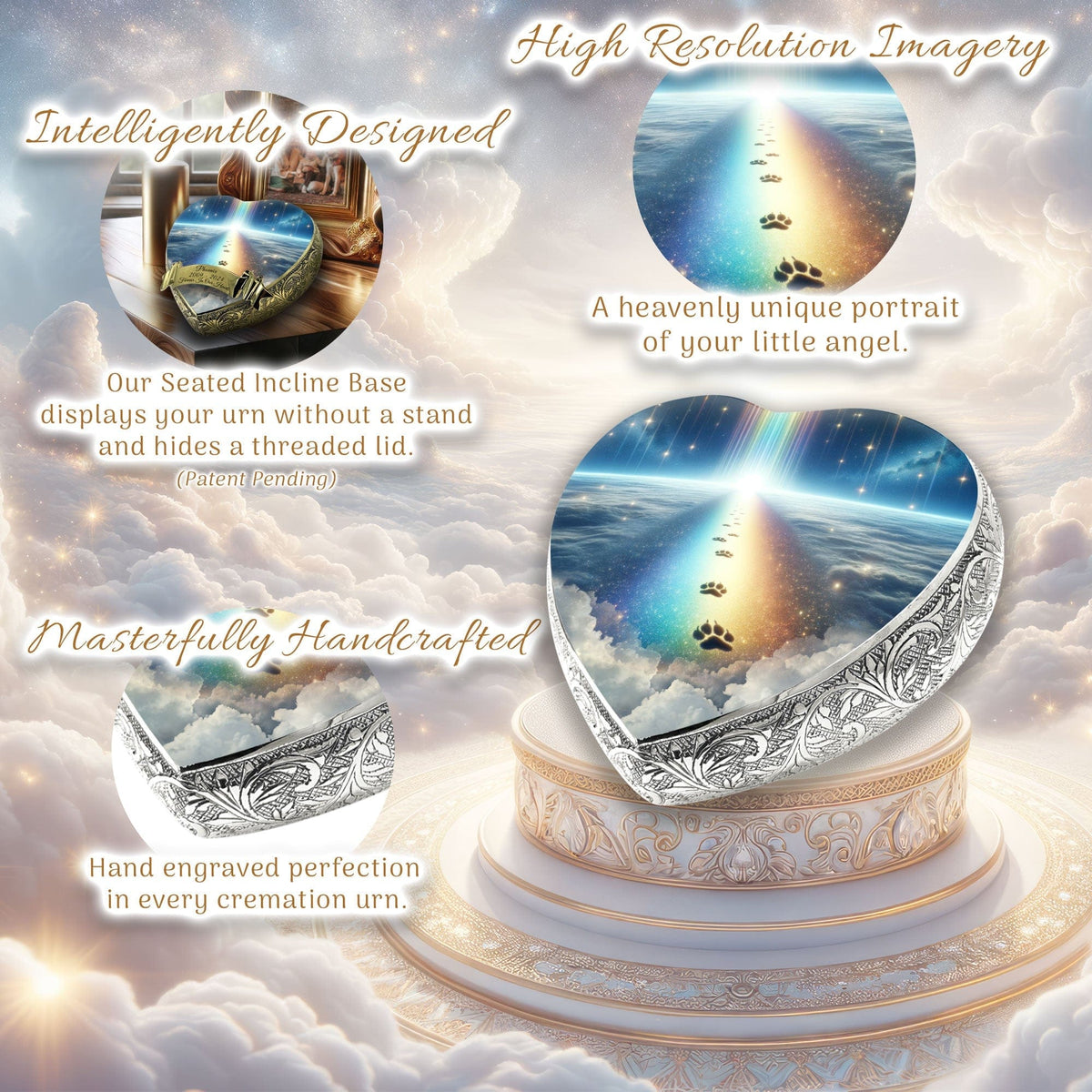 Eternal Elegance Dog Urns Rainbow Crossing Paw Prints Dog Urn