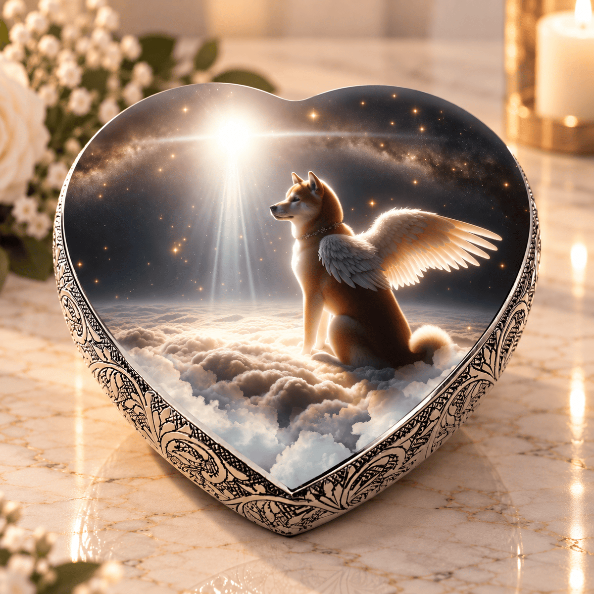 Eternal Elegance Dog Urns Shiba Inu Dog Urn - Divine Aura Urn for Dog Ashes