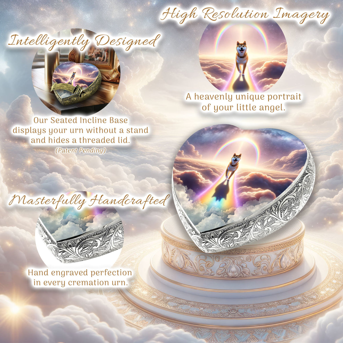 Eternal Elegance Dog Urns Shiba Inu - Rainbow Crossing Dog Urn