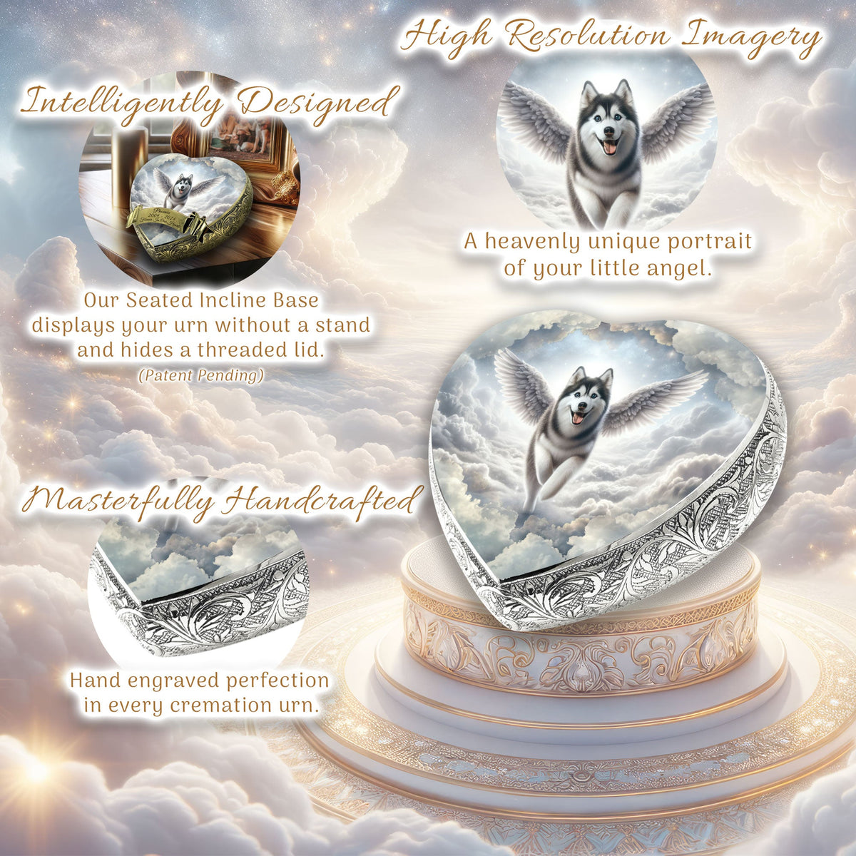 Eternal Elegance Dog Urns Siberian Husky - Angelic Majesty Dog Urn