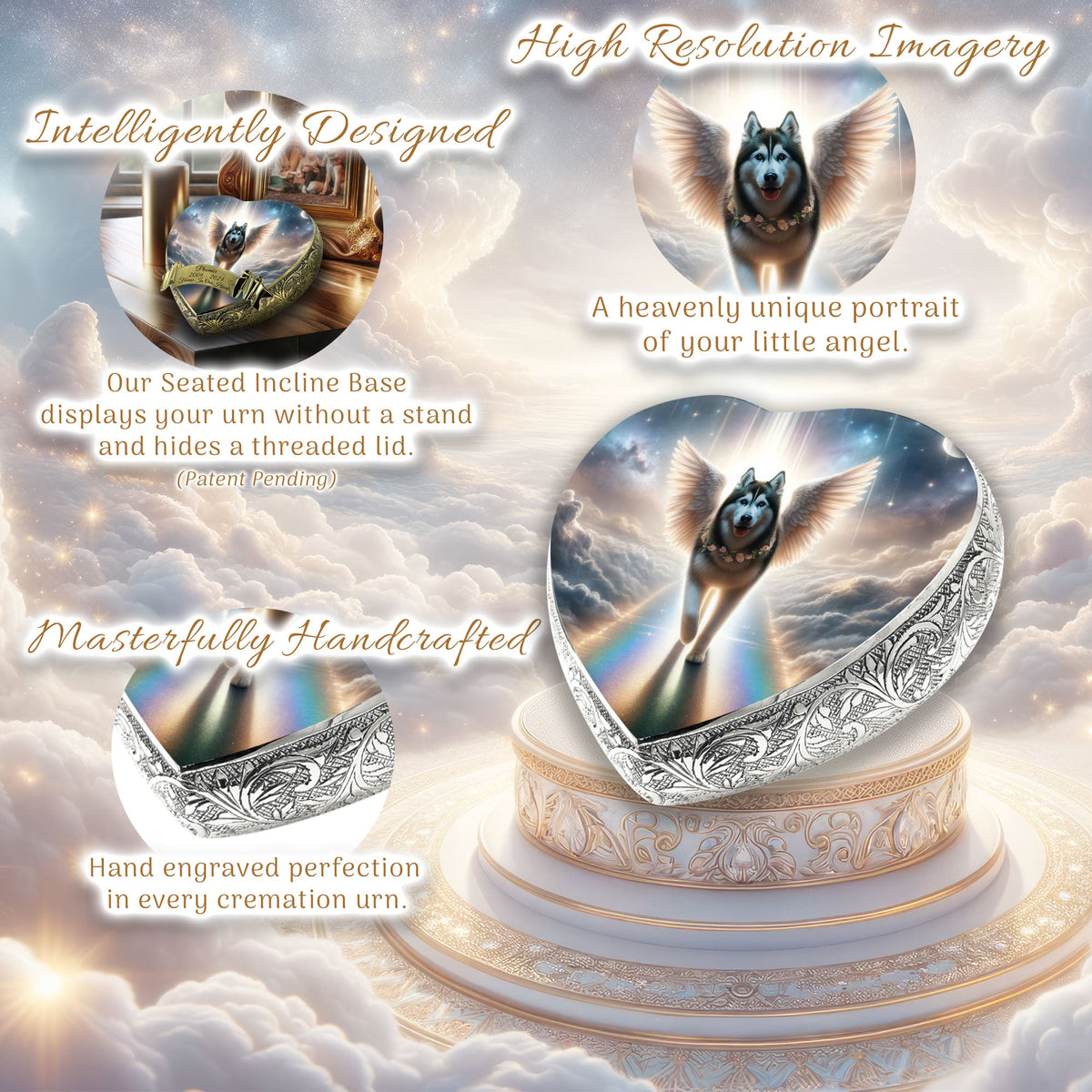 Eternal Elegance Dog Urns Siberian Husky - Rainbow Bridge Dog Urn