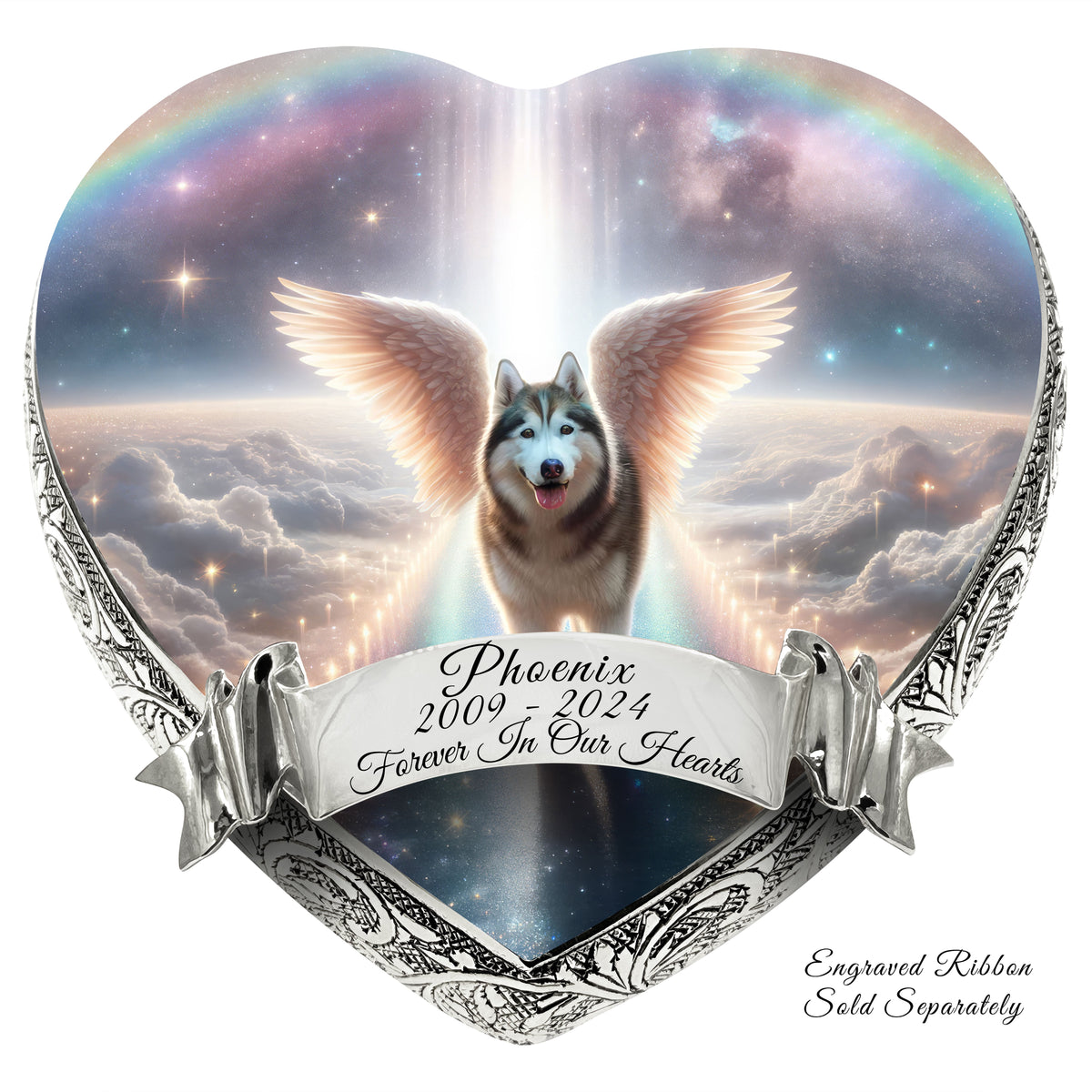 Eternal Elegance Dog Urns Siberian Husky - Rainbow Crossing Dog Urn