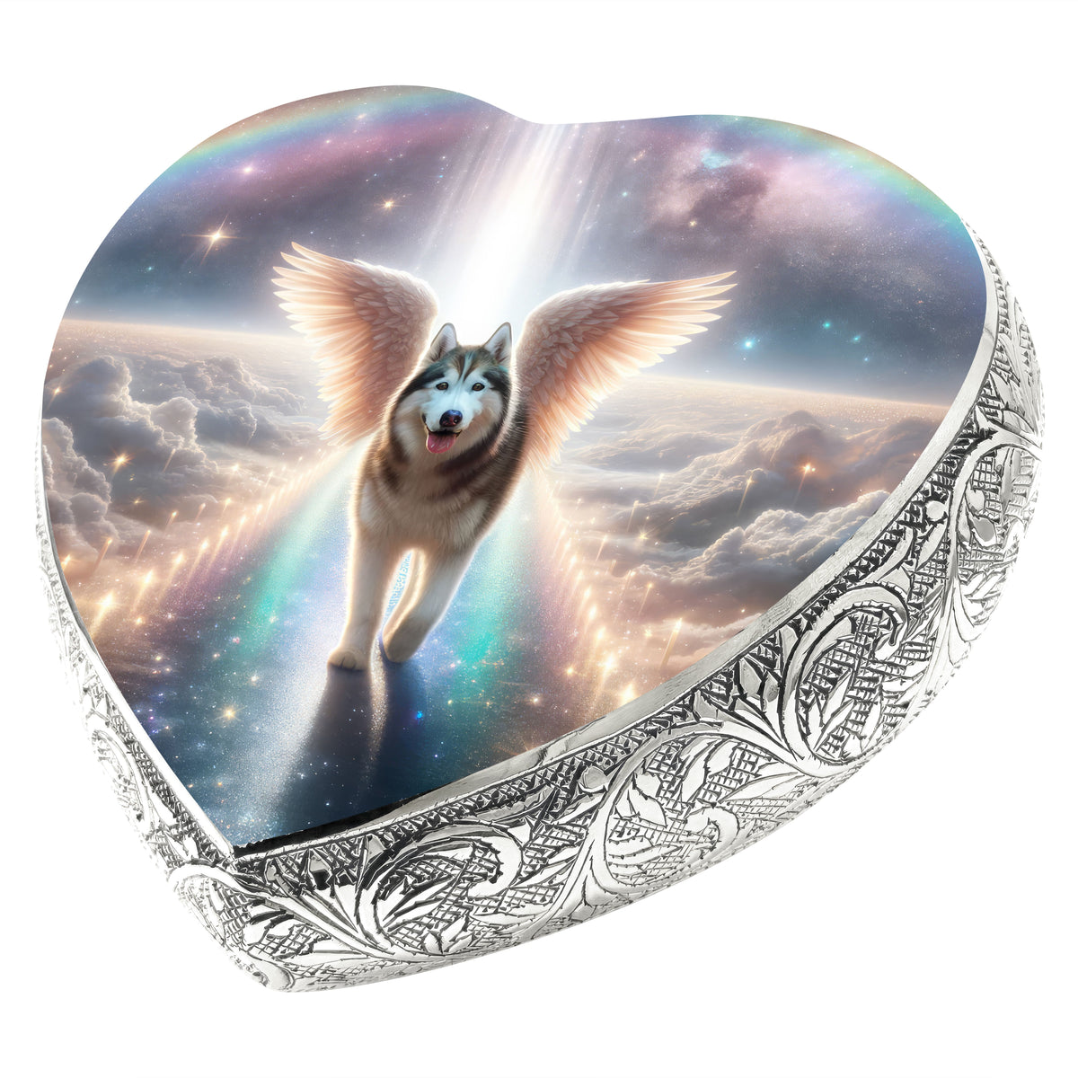 Eternal Elegance Dog Urns Siberian Husky - Rainbow Crossing Dog Urn