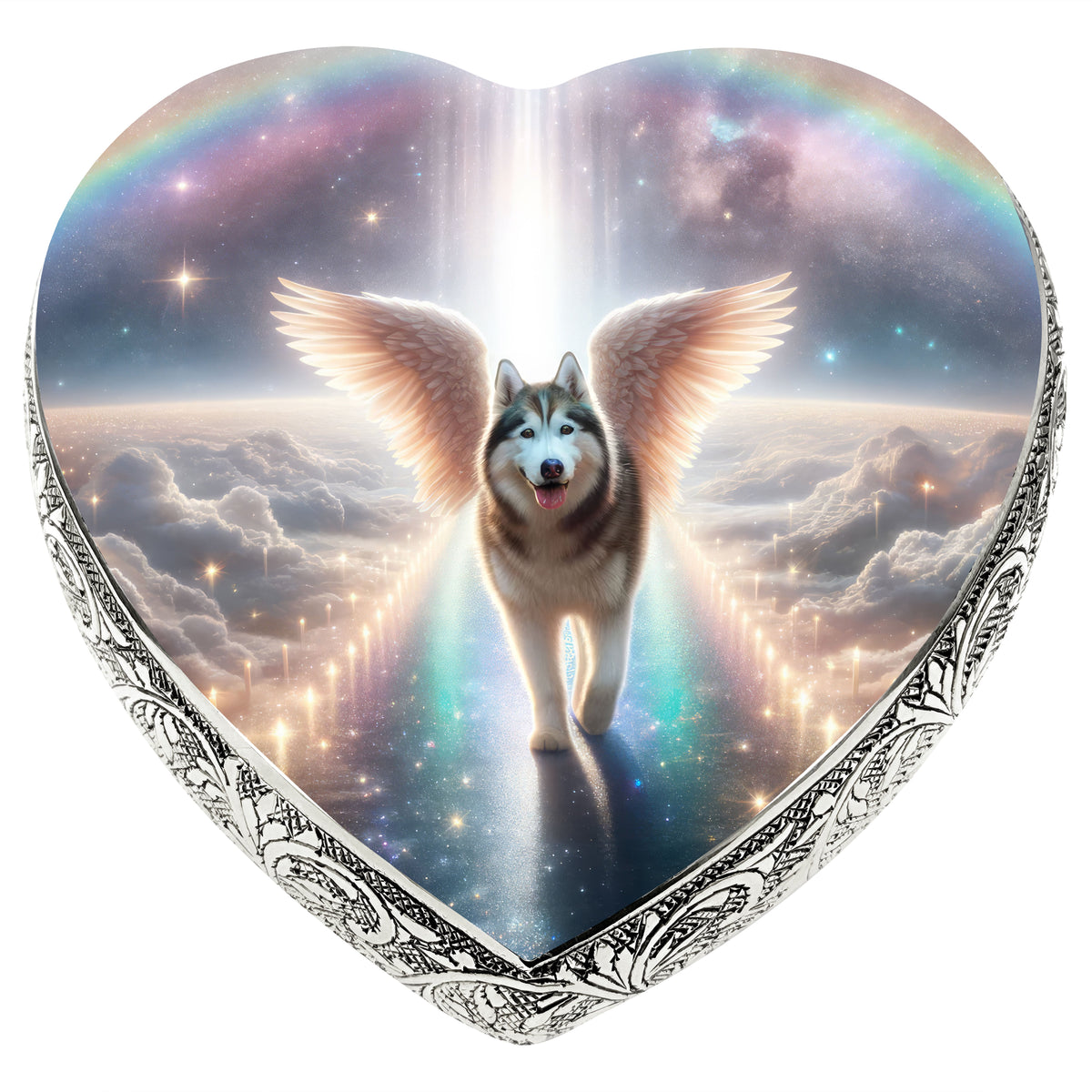 Eternal Elegance Dog Urns Siberian Husky - Rainbow Crossing Dog Urn