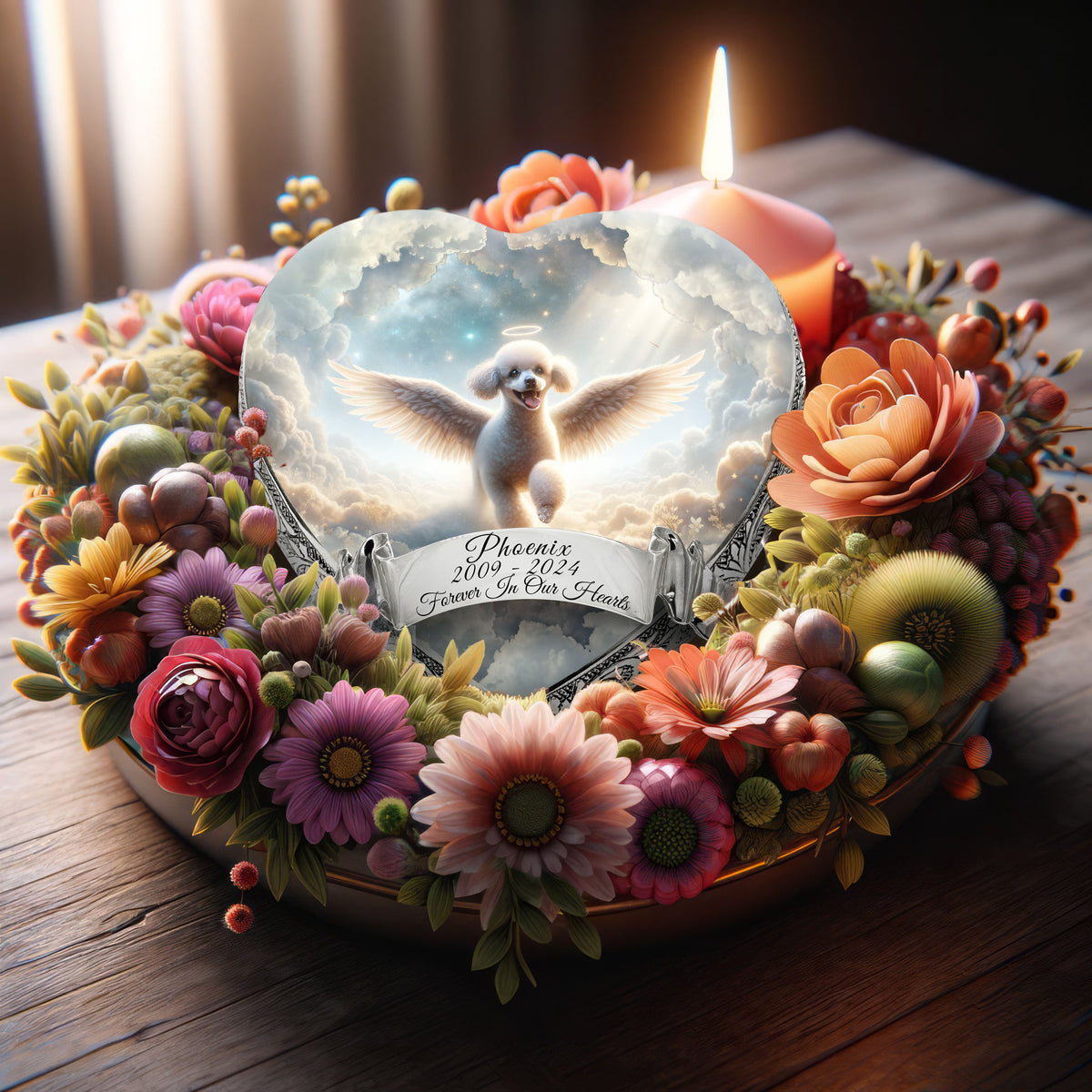 Eternal Elegance Dog Urns White Mini Poodle - Celestial Canvas Dog Urn