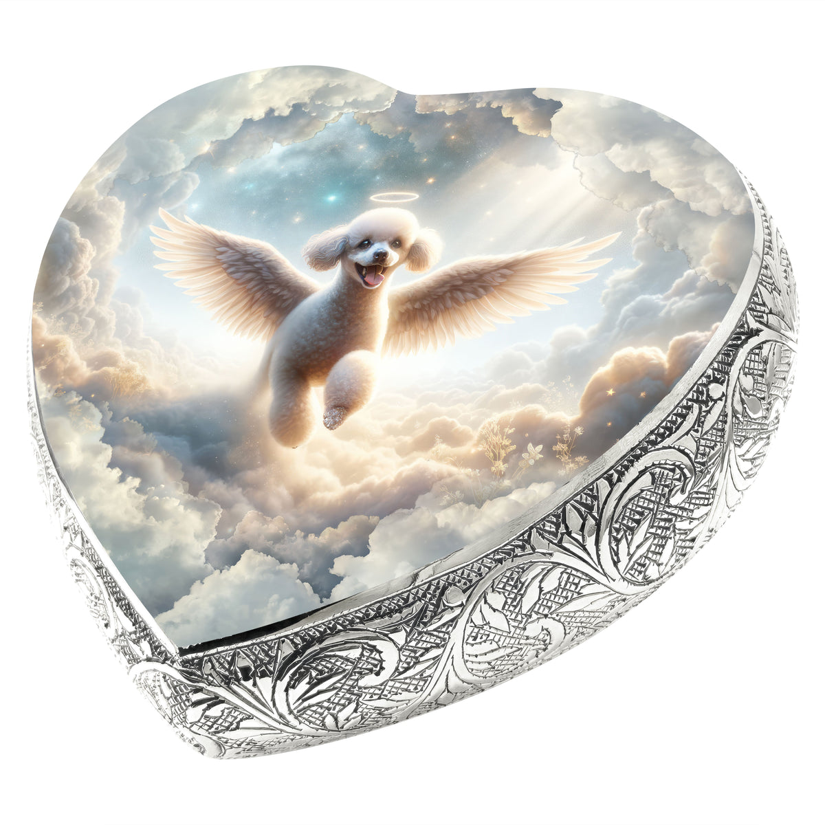 Eternal Elegance Dog Urns White Mini Poodle - Celestial Canvas Dog Urn