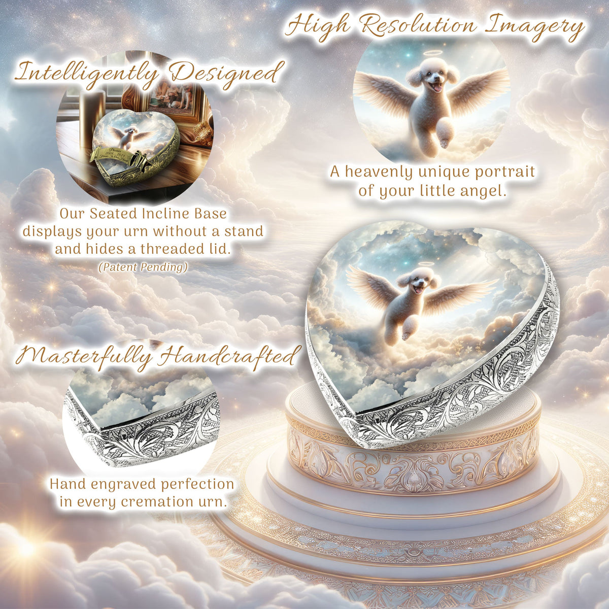 Eternal Elegance Dog Urns White Mini Poodle - Celestial Canvas Dog Urn