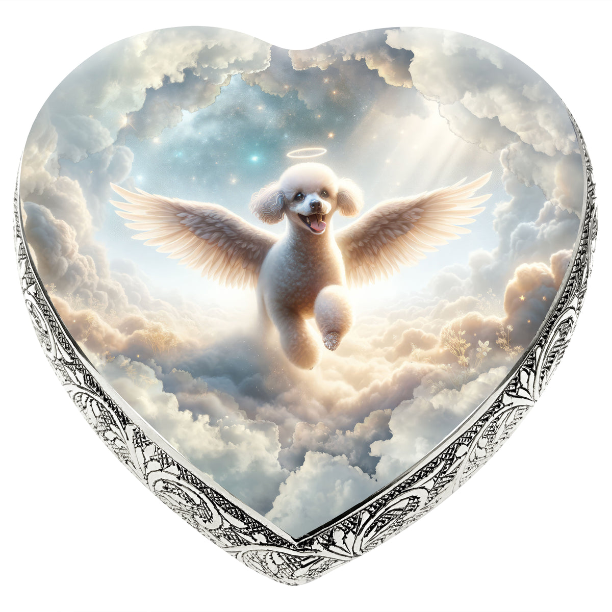 Eternal Elegance Dog Urns White Mini Poodle - Celestial Canvas Dog Urn