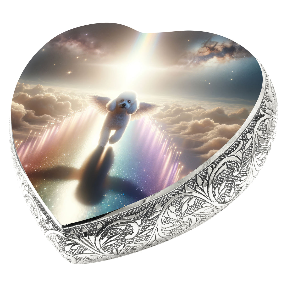 Eternal Elegance Dog Urns White Mini Poodle - Rainbow Arc Dog Urn