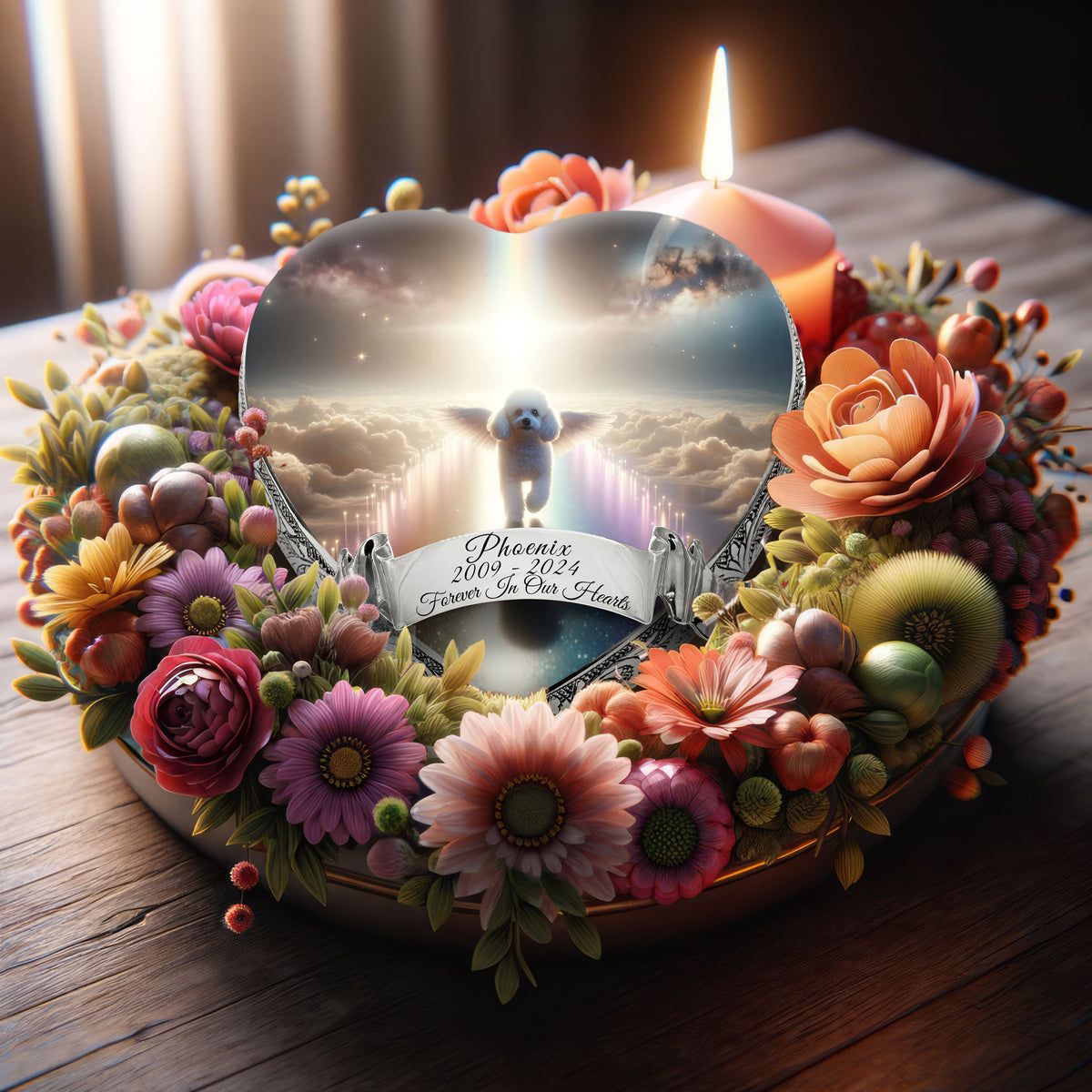 Eternal Elegance Dog Urns White Mini Poodle - Rainbow Arc Dog Urn