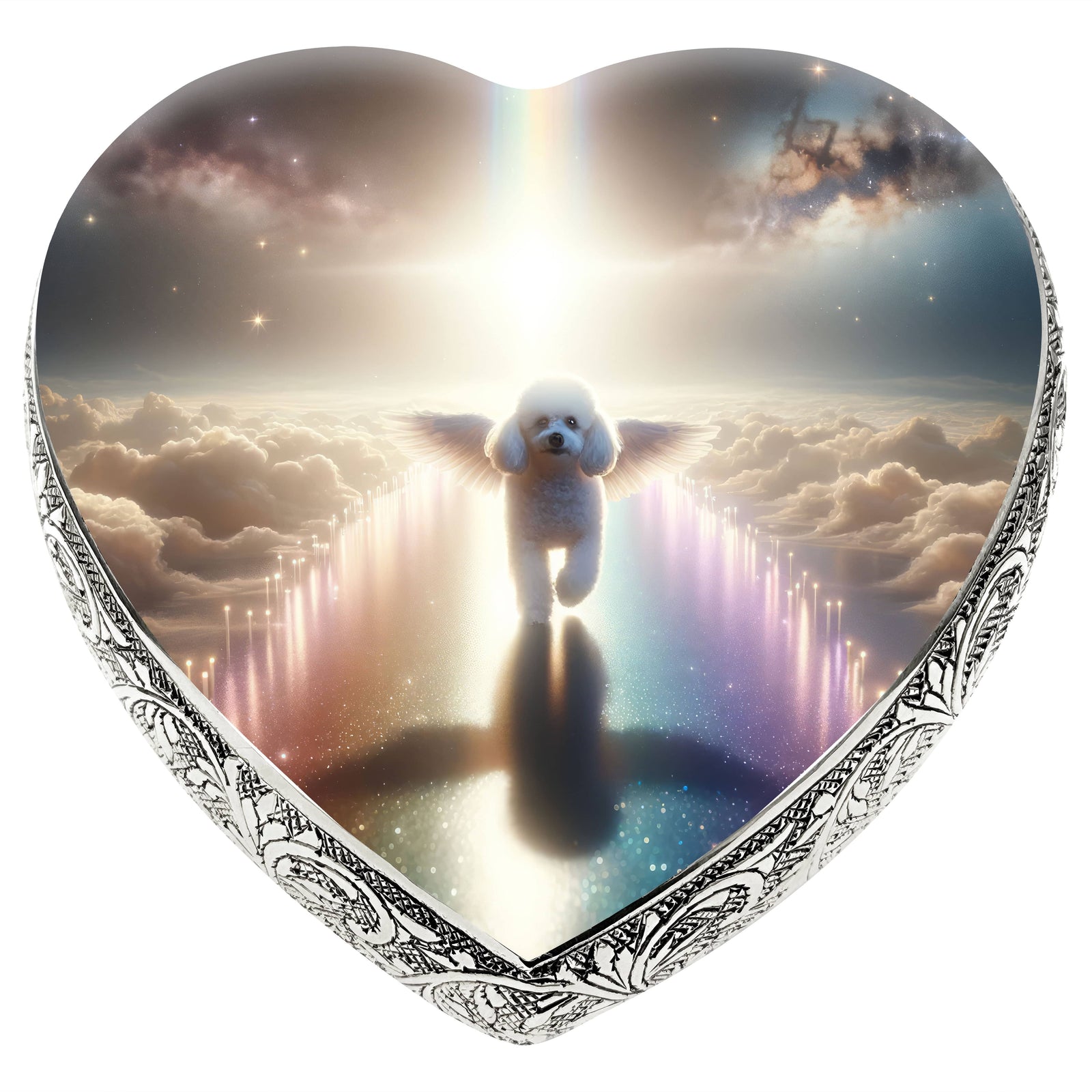 Eternal Elegance Dog Urns White Mini Poodle - Rainbow Arc Dog Urn