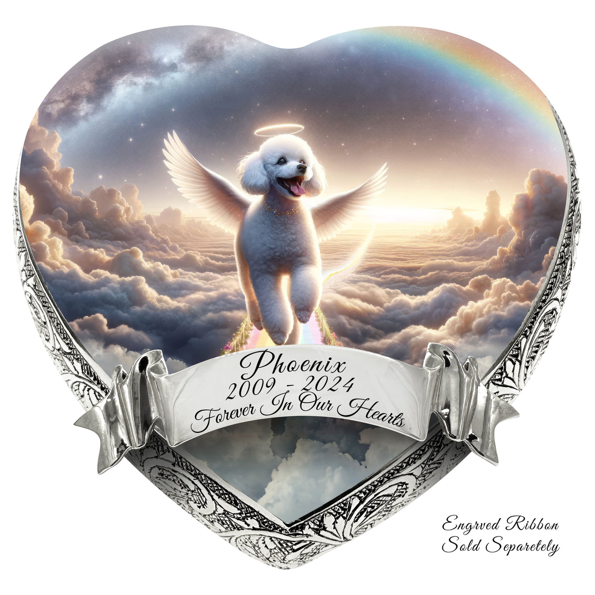 Eternal Elegance Dog Urns White Mini Poodle - Rainbow Archway Dog Urn