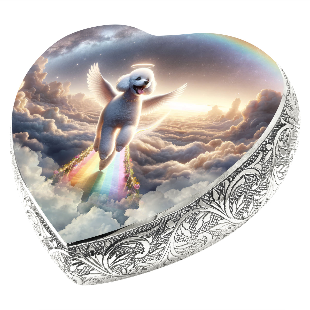 Eternal Elegance Dog Urns White Mini Poodle - Rainbow Archway Dog Urn