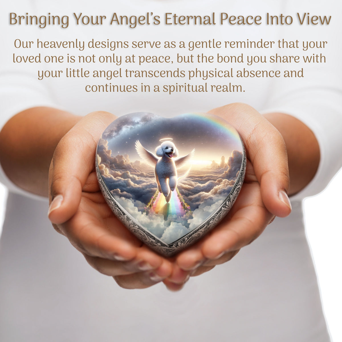 Eternal Elegance Dog Urns White Mini Poodle - Rainbow Archway Dog Urn