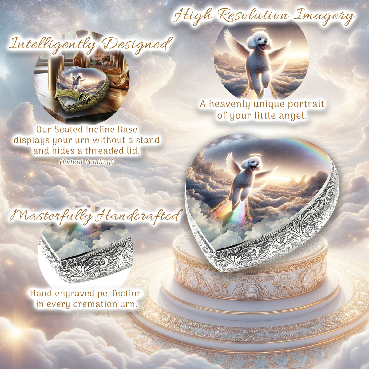 Eternal Elegance Dog Urns White Mini Poodle - Rainbow Archway Dog Urn