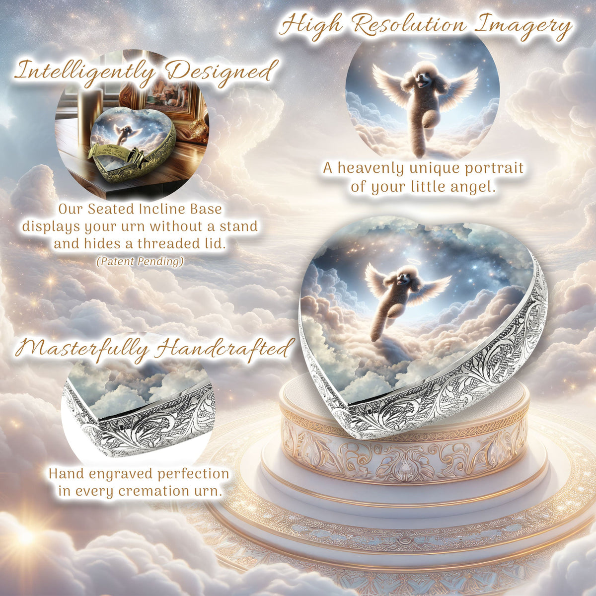 Eternal Elegance Dog Urns White Mini Poodle - Stellar Silk Dog Urn