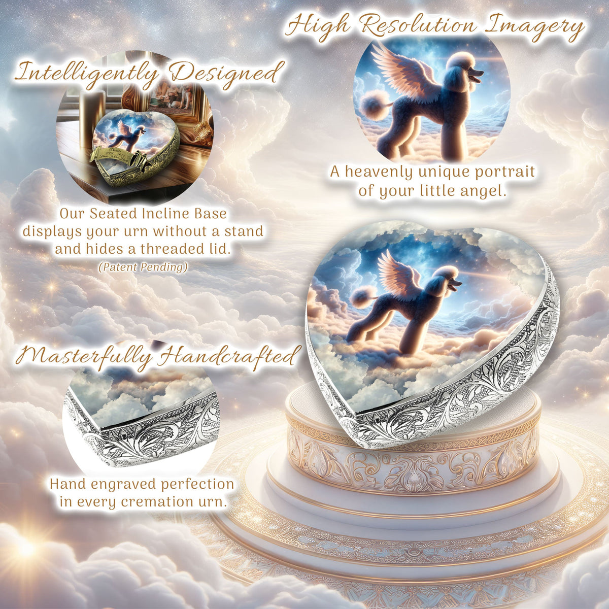 Eternal Elegance Dog Urns White Poodle - Galactic Grace Dog Urn