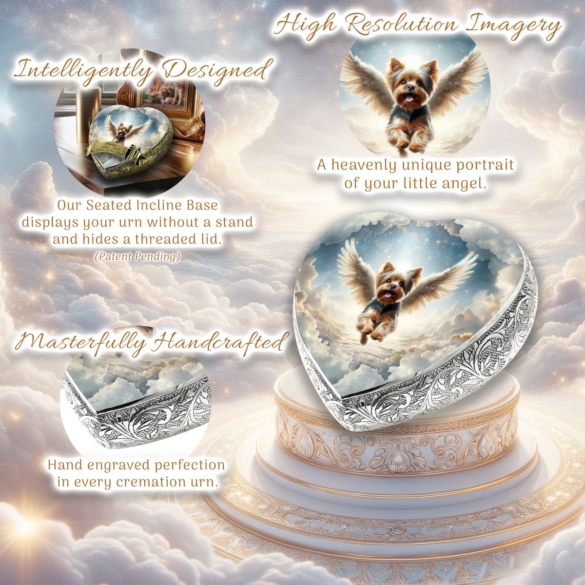 Eternal Elegance Dog Urns Yorkshire Terrier - Heavenly Glow Dog Urn