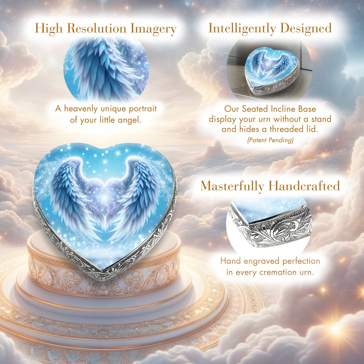 Eternal Elegance Urns for Babies Blue Angel Embrace Baby or Child Cremation Urn