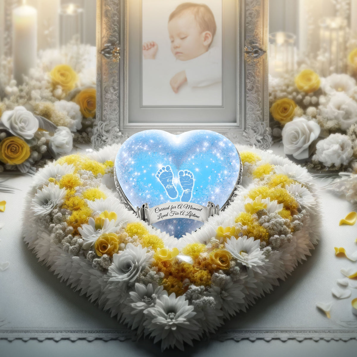 Eternal Elegance Urns for Babies Blue Footprints Baby or Child Cremation Urn