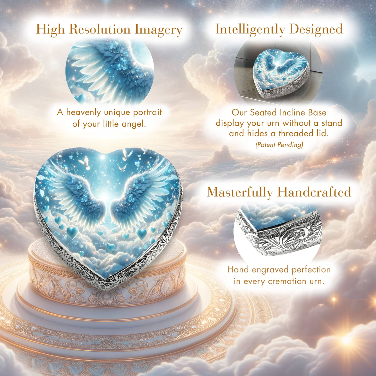 Eternal Elegance Urns for Babies Blue Free Angel Baby or Child Cremation Urn