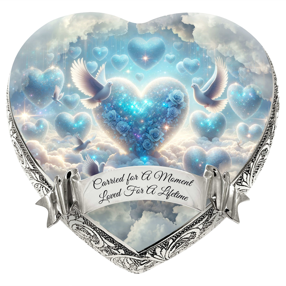 Eternal Elegance Urns for Babies Blue Holy Doves Baby or Child Cremation Urn