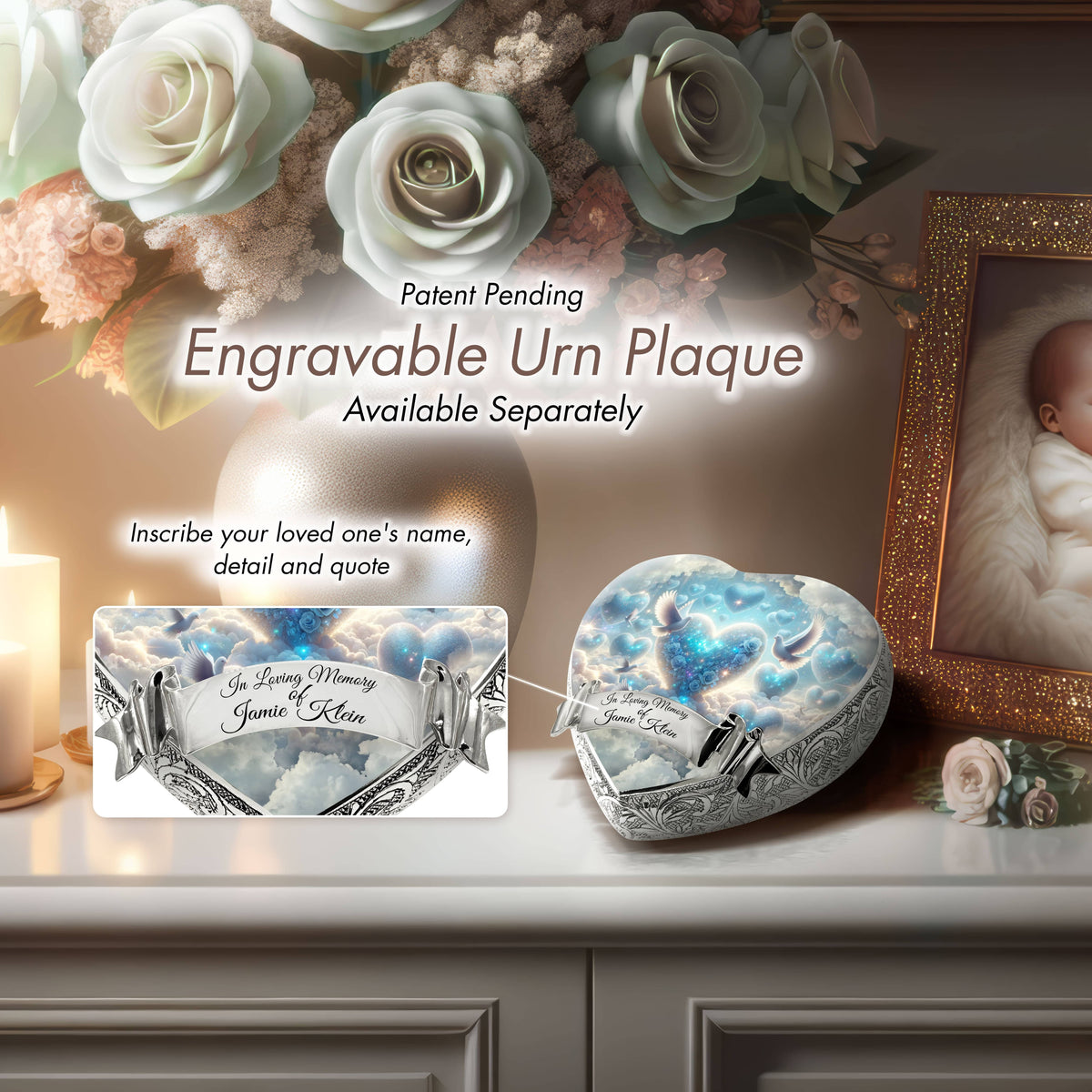 Eternal Elegance Urns for Babies Blue Holy Doves Baby or Child Cremation Urn
