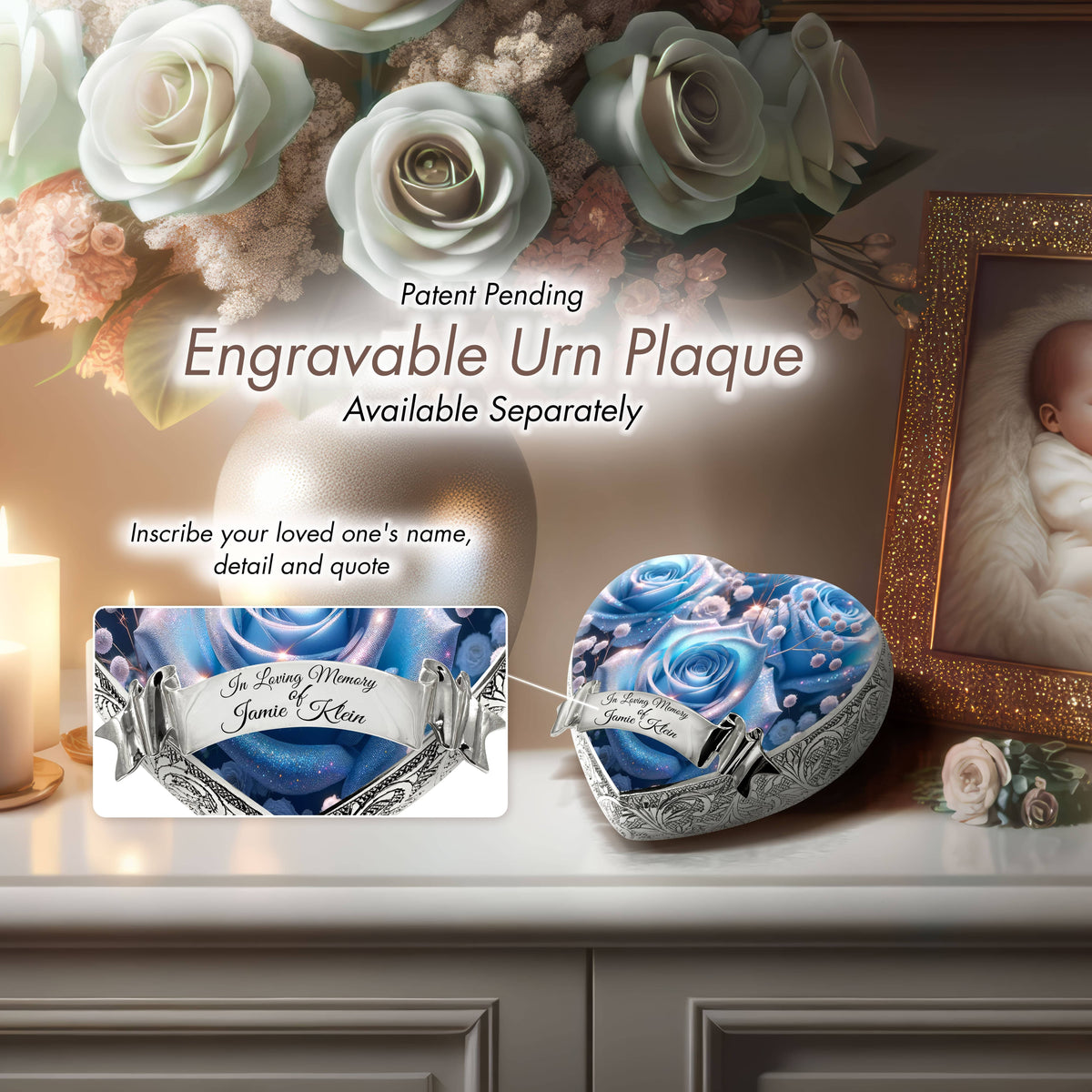 Eternal Elegance Urns for Babies Blue Roses Baby or Child Cremation Urn