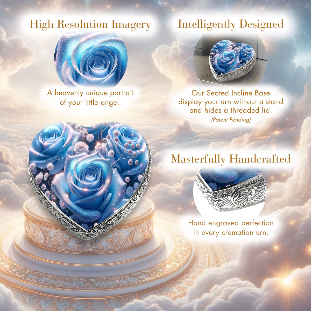 Eternal Elegance Urns for Babies Blue Roses Baby or Child Cremation Urn