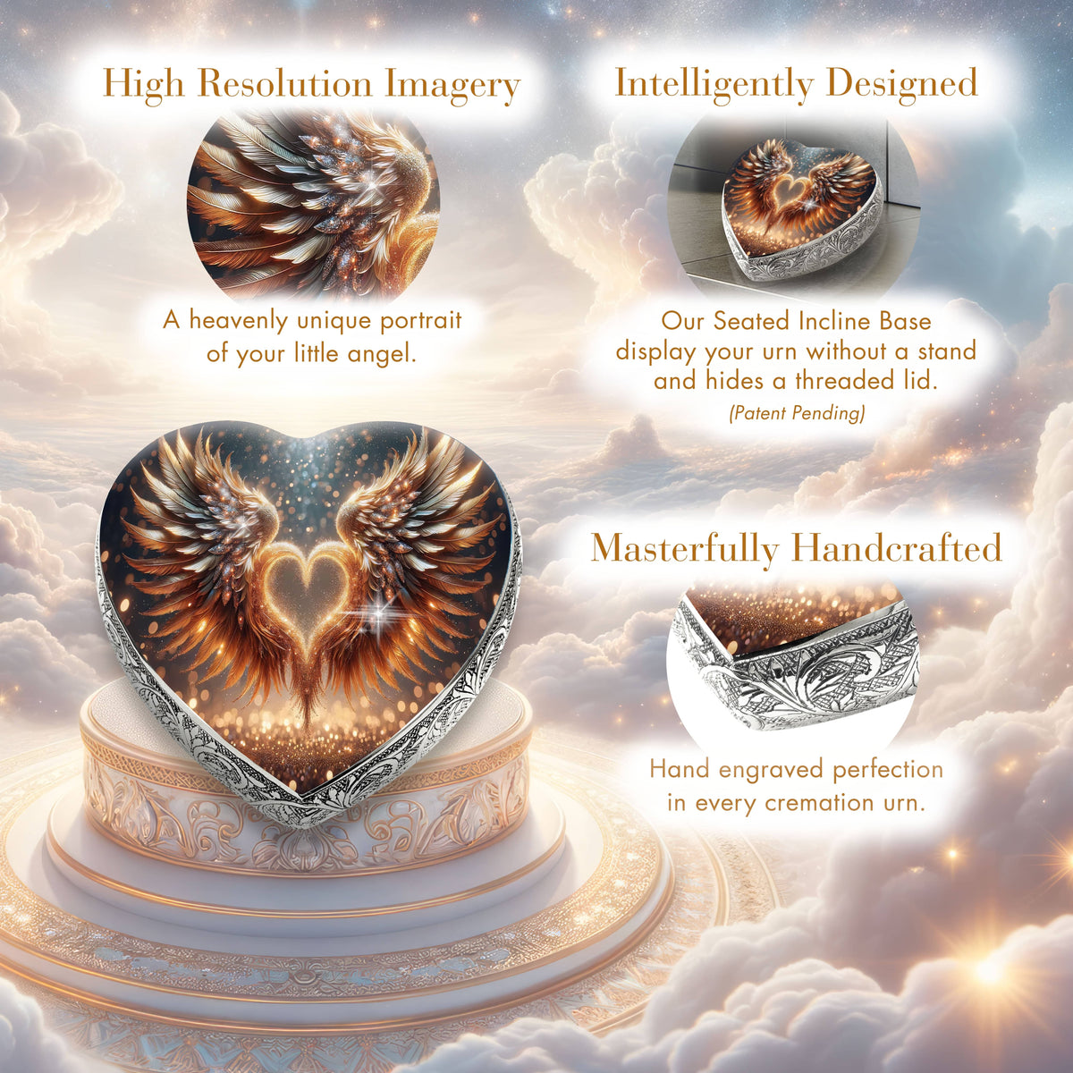 Eternal Elegance Urns for Babies Gold Free Angel Baby or Child Cremation Urn