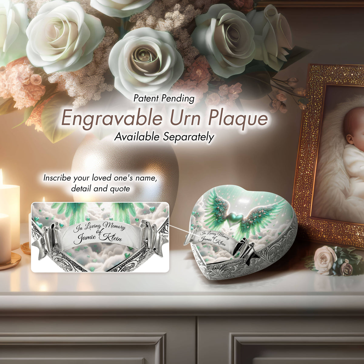 Eternal Elegance Urns for Babies Green Free Angel Baby or Child Cremation Urn