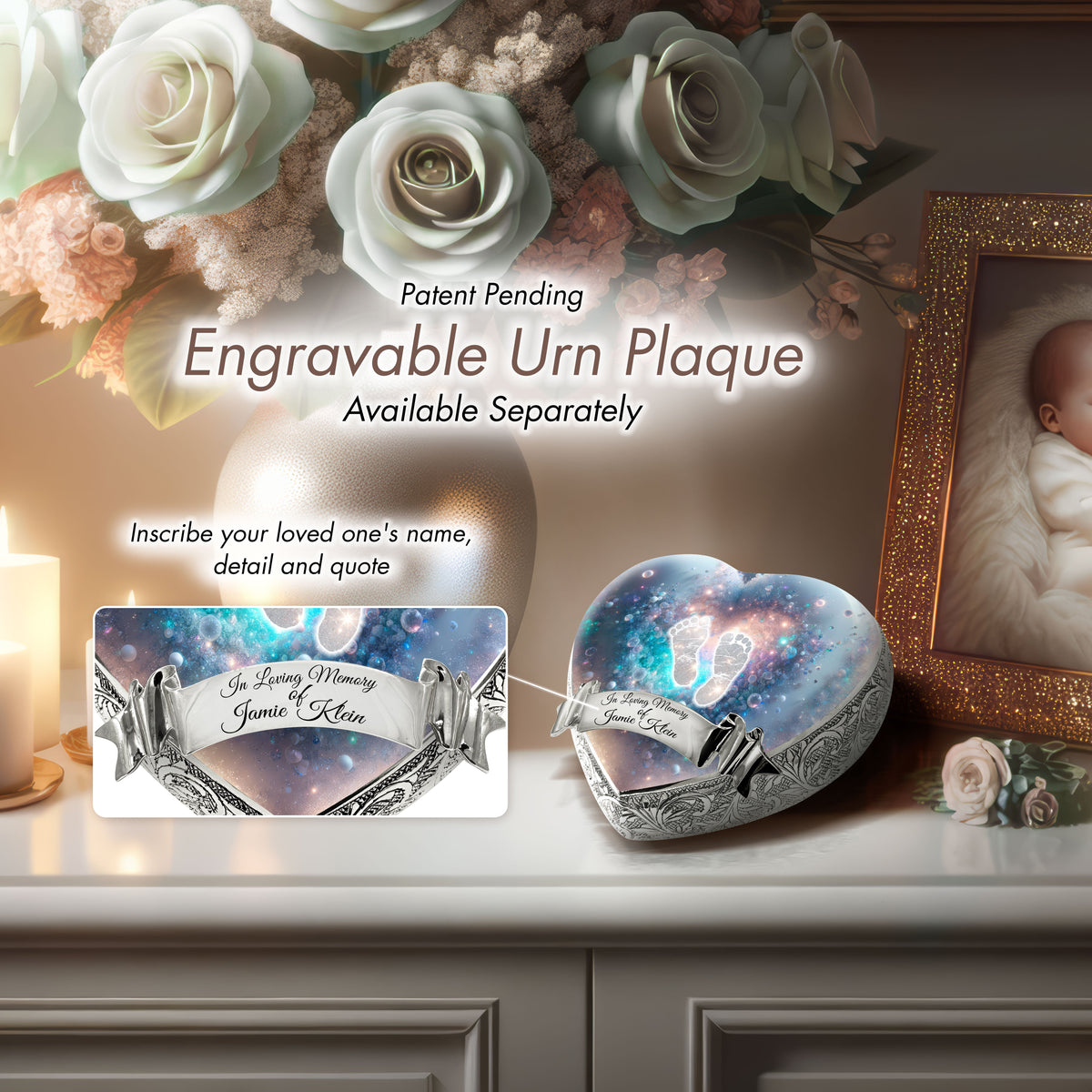 Eternal Elegance Urns for Babies Opal Footprints Baby or Child Cremation Urn