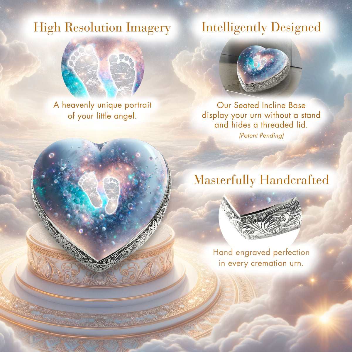 Eternal Elegance Urns for Babies Opal Footprints Baby or Child Cremation Urn