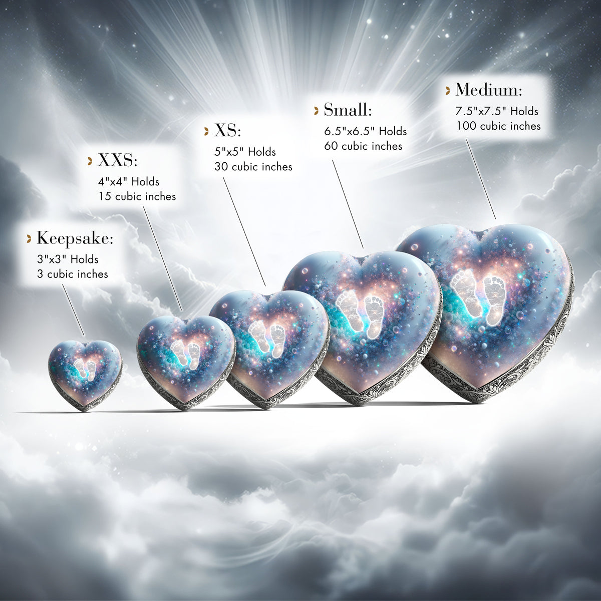 Eternal Elegance Urns for Babies Opal Footprints Baby or Child Cremation Urn