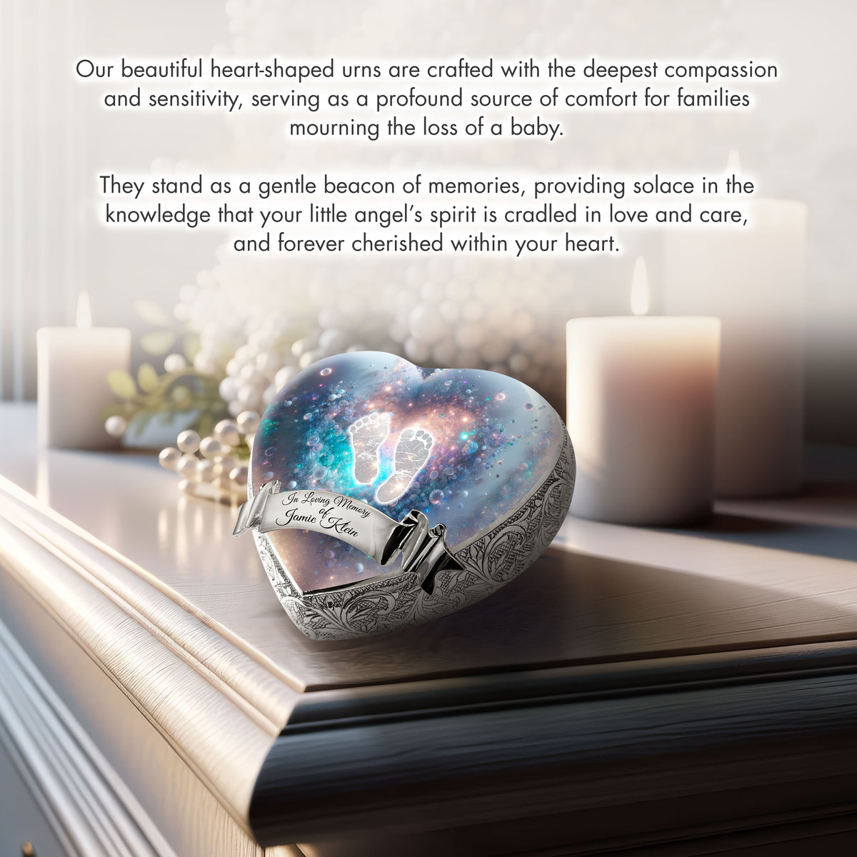 Eternal Elegance Urns for Babies Opal Footprints Baby or Child Cremation Urn