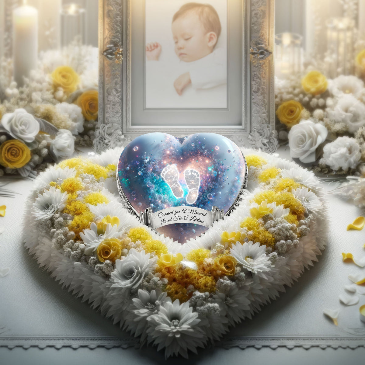 Eternal Elegance Urns for Babies Opal Footprints Baby or Child Cremation Urn